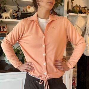Vintage 1970s Givenchy Sport Cardigan in Peach/ Pink/ Orange
M